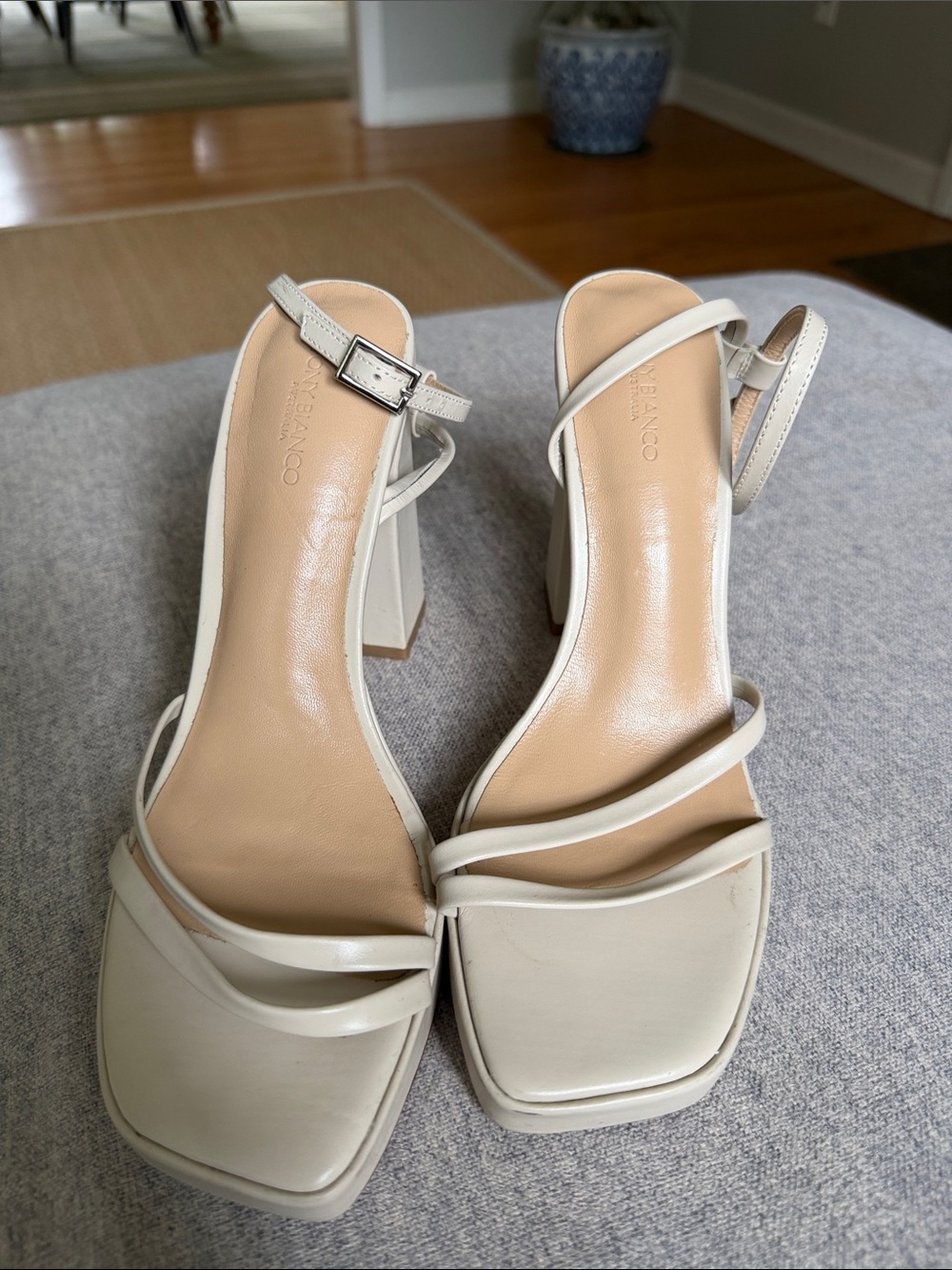 Tony Bianco Beige  Strappy Ankle Strap Block Heel Sandals